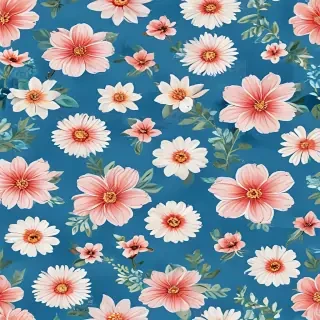 blue background with flowers