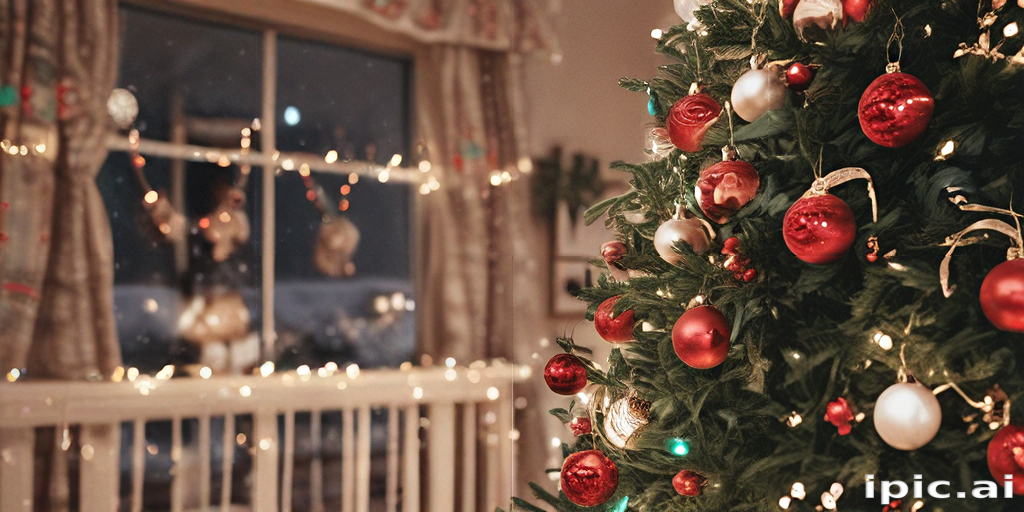 A Cozy Christmas Scene with a Decorated Tree and Snowy Window View.