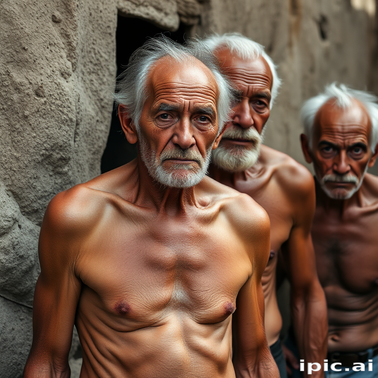 shirtless old men