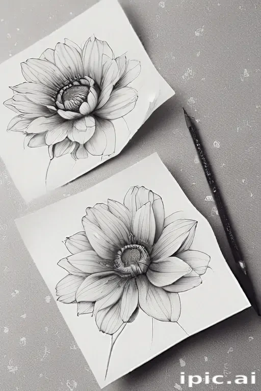 pencil drawn flowers