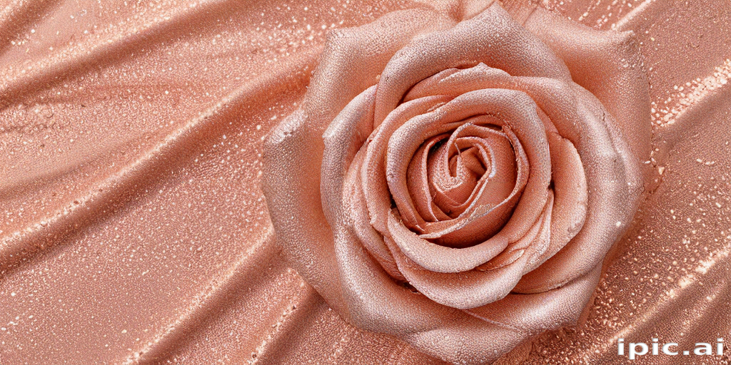 Delicate Pink Rose Petals Glimmering on Soft Satin Fabric Background