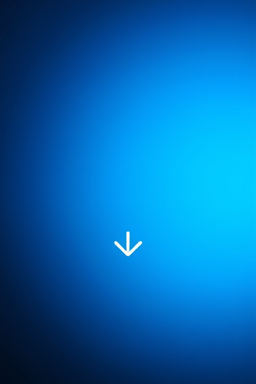 Create a vibrant gradient background transitioning from dark blue to light blue with a downward arrow in the center, captured with a DSLR camera at f/2.8, ISO 100, 50mm lens, in a macro view using a soft focus style for enhanced quality.