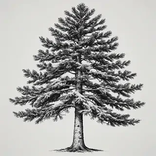 pine tree clipart black and white