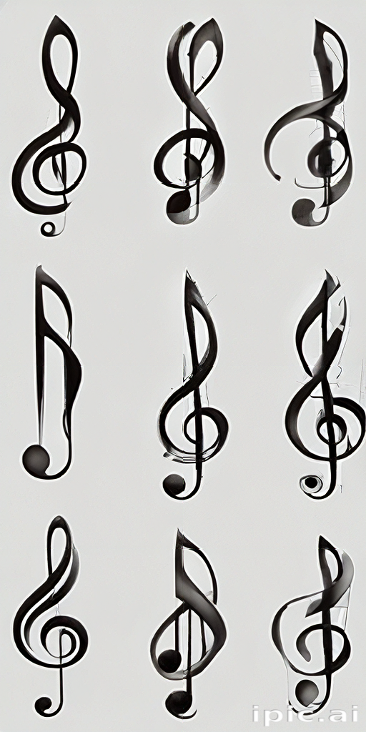 Artistic Arrangement of Various Musical Notes Displayed on a White ...