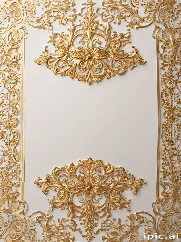 Elegant Golden Decorative Panel with Intricate Floral Patterns and Designs