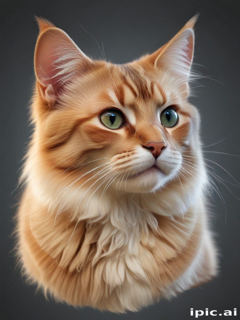 A Majestic Orange Cat with Beautiful Green Eyes and Fluffy Fur.