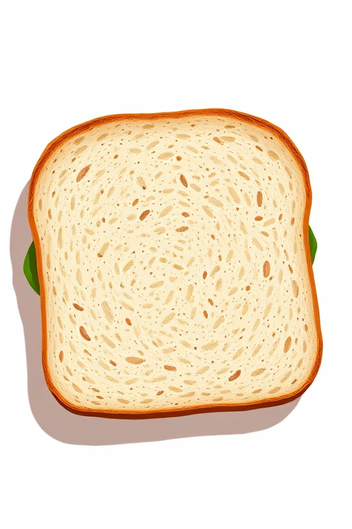 Create a high-resolution illustration of a sandwich with a soft, textured bread exterior, showcasing fresh ingredients inside, using a digital art style with a subtle shadow effect, captured from a top-down view, simulating a DSLR camera with a focal length of 50mm, aperture set to f/2.8 for depth of field.