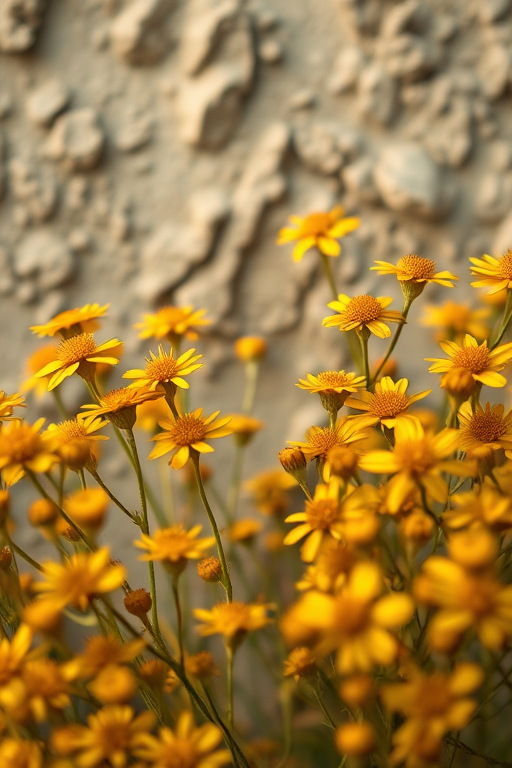 regenerate the image of a textured background filled with golden flowers in high detail, f/8, ISO 100, 50mm lens, macro view, soft lighting, DSLR camera