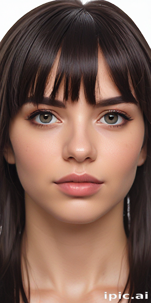 Realistic Portrait of a Young Woman with Long Dark Hair and Striking ...