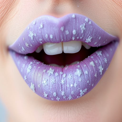 Frosted lilac lips embody ethereal beauty in the "Frosty Fairytale" design, featuring a cool-toned purple base with a delicate silvery sheen that gives the illusion of freshly fallen snow, creating a whimsical and enchanting lip look that's ideal for winter-themed events or fantasy-inspired makeup artistry