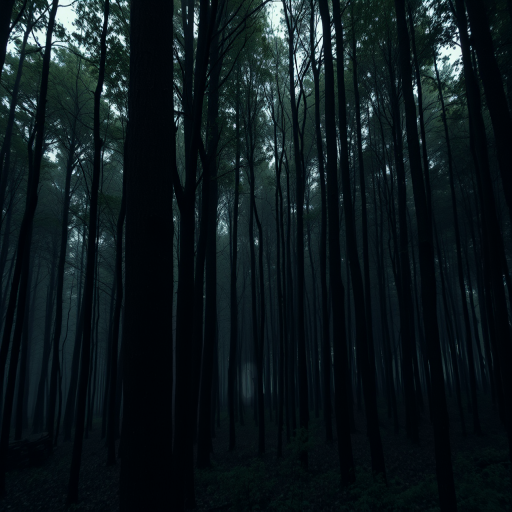 A mysterious forest with dense trees, an eerie face subtly blending into the background, soft focus, natural light, shot with a DSLR camera at f/4 aperture, ISO 200, 50mm lens, slightly underexposed for a darker mood.