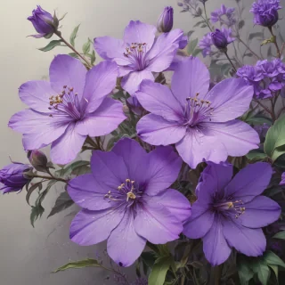 purple flowers drawing