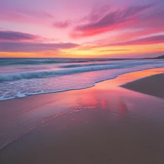 pink beach sunset