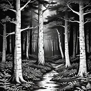 forest clipart black and white