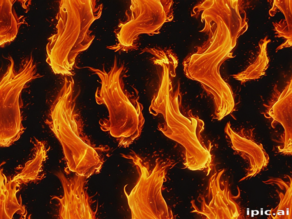 Vibrant Flames Dancing Against a Dark Background in an Abstract Pattern