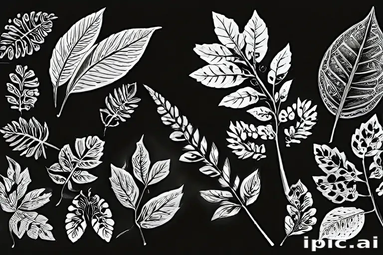 leaves clip art black and white