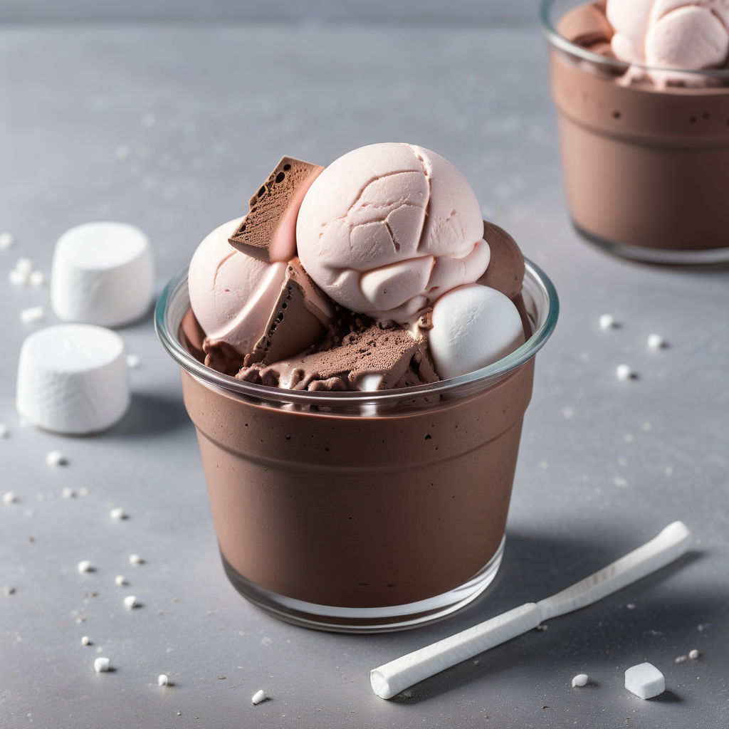 chocolate ice cream with marshmallow