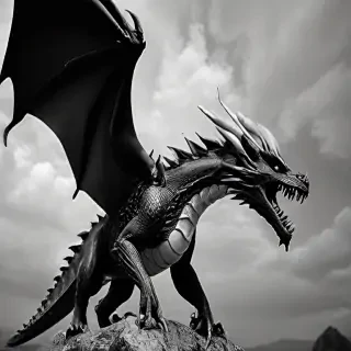 dragon black and white