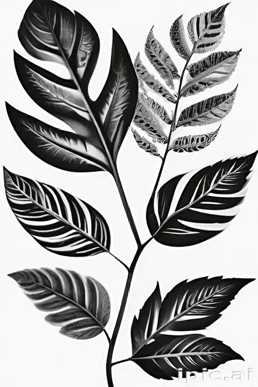 black and white clipart leaf
