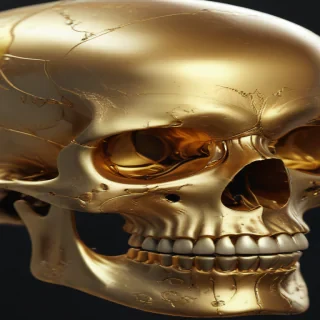 transparent gold skull