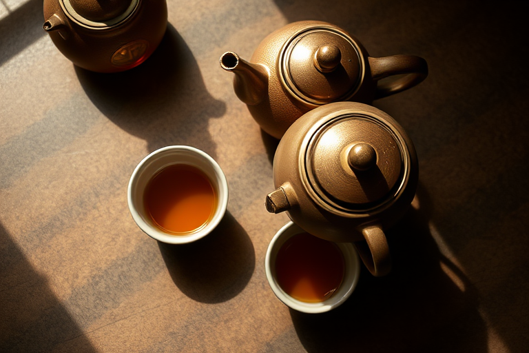 still life of a tea set with two bowls and a teapot on a textured surface, soft natural lighting, shallow depth of field, 50mm lens, f/2.8 aperture, ISO 200, taken with a DSLR camera, overhead view, warm tones, rustic ambiance