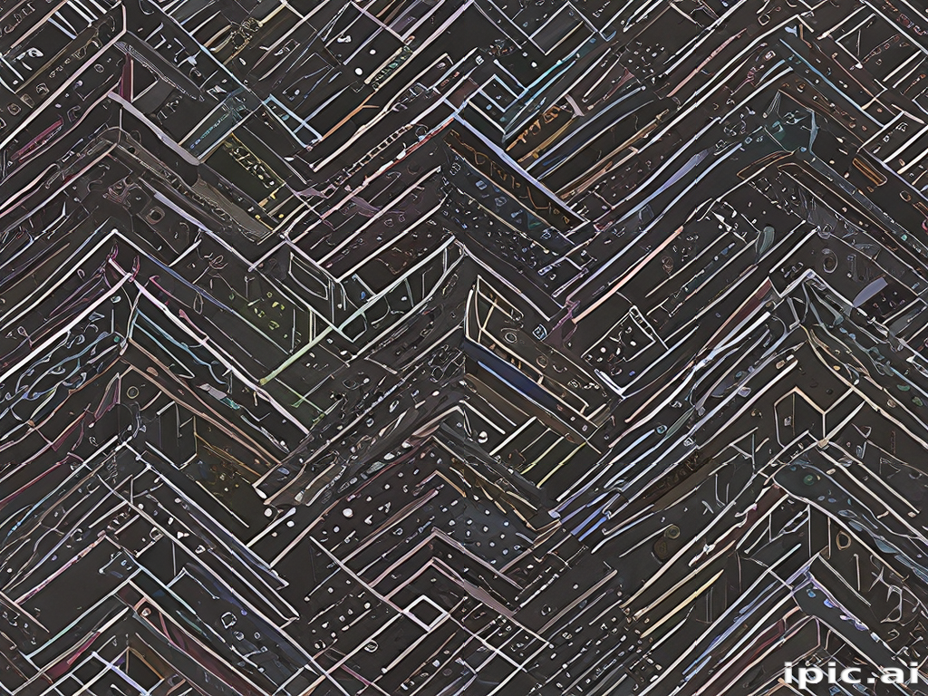Abstract Geometric Patterns in Dark Tones with Vibrant Line Art Design