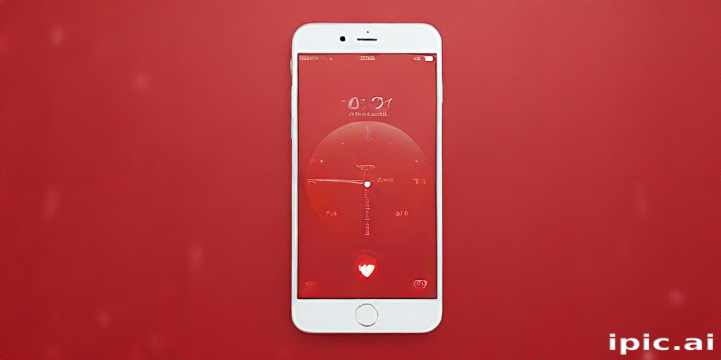 Smartphone Displaying Heart Rate Monitor on a Vibrant Red Background