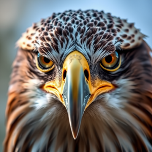 capture a close-up of a majestic eagle with sharp focus on its eyes and intricate feather details, using a DSLR camera, 85mm lens, f/1.8 aperture, ISO 100, and natural lighting for enhanced clarity and depth of field