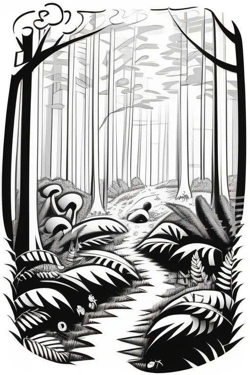 forest clipart black and white