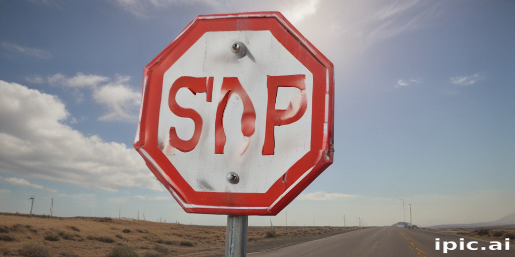Stop Sign Bird View Weathered Stop Sign on a Remote Road Under a Bright Sky