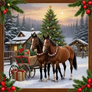merry christmas images with horses