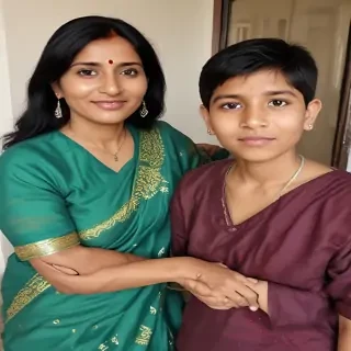 mom and son indian