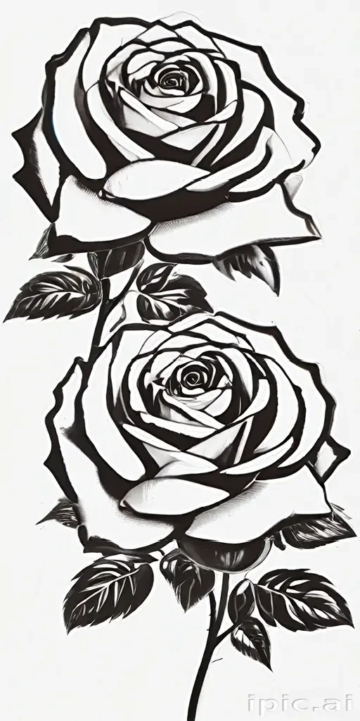 roses clipart black and white