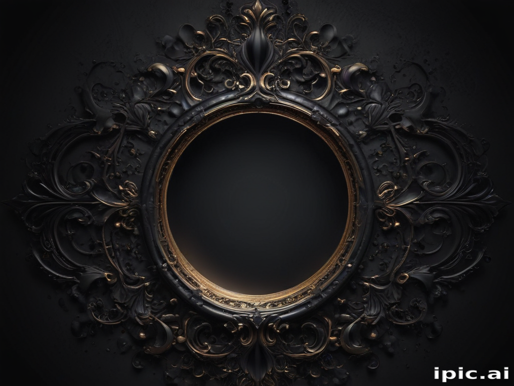 Pattern Mirror Frame Background Intricately Designed Ornate Mirror Frame Against a Dark Textured Background
