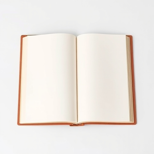 Create a high-resolution image of a closed blank book from a slightly elevated angle, using a DSLR camera with a 50mm lens, aperture set to f/2.8, ISO 100, and natural lighting, focusing on a clean white background for contrast.