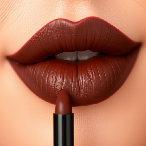 Rich chocolate brown lip stain "Cocoa Velvet" with matte finish and warm undertones, perfect for autumn looks and deep skin tones, long-lasting and transfer-proof