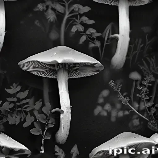 mushroom black and white