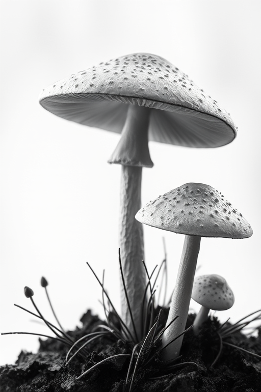 mushroom black and white