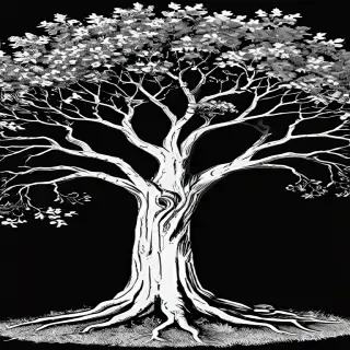 oak tree clipart black and white