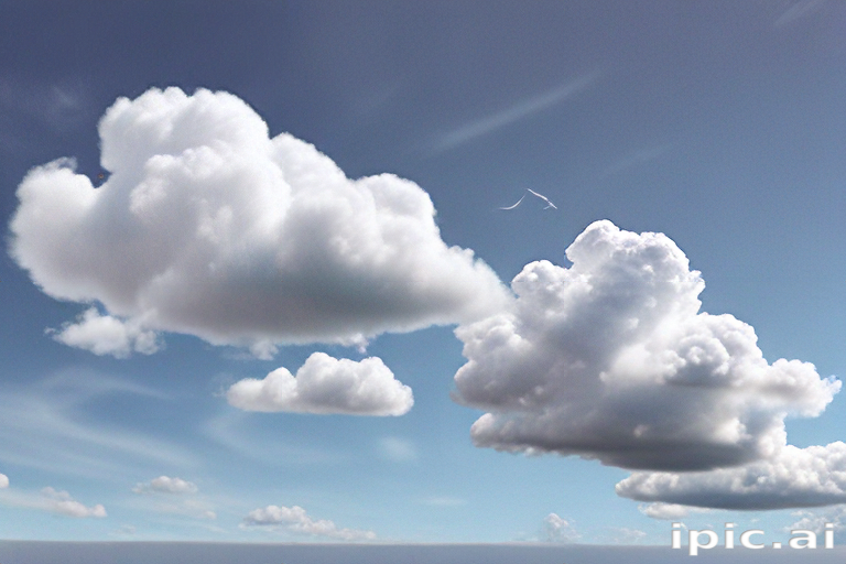Fluffy White Clouds Floating Gracefully Against a Clear Blue Sky.