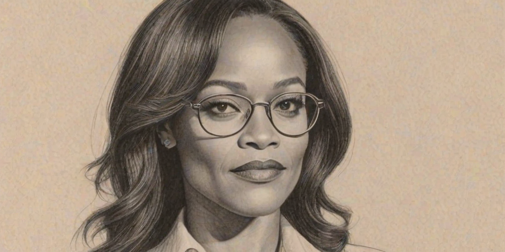 Lovely Robin Givens, pencil sketch, portrait of Beauteous woman 1924s in glasses, hair style beatnik, outline, clear lines, fine lines, 8k
