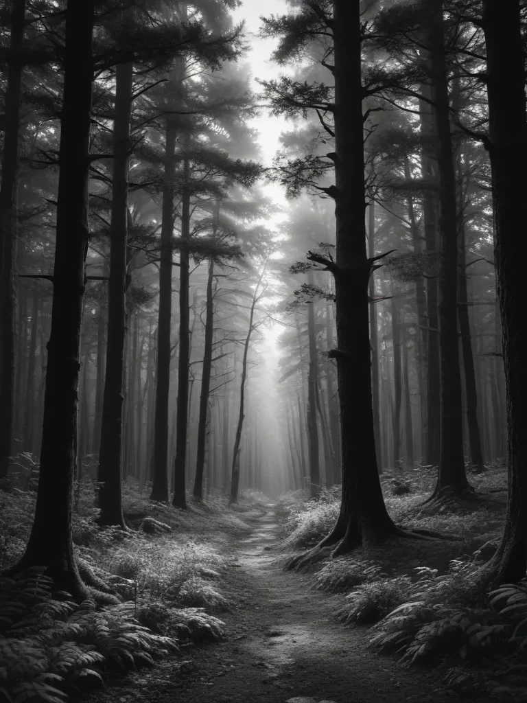 forest clipart black and white