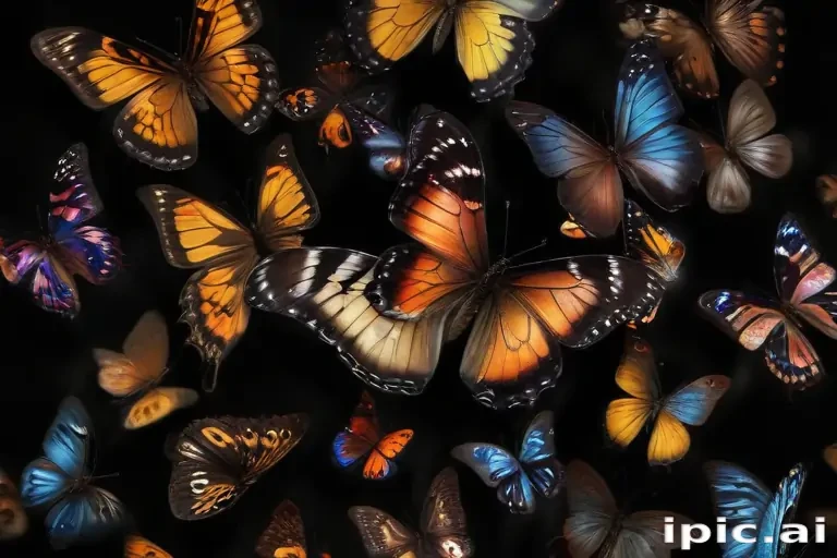 butterflies in black background