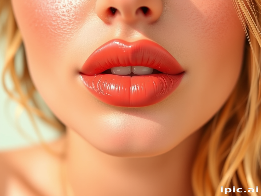 Sun-kissed coral lips with dewy finish, naturally flushed and healthy glow, fresh and radiant appearance, effortless Beach Babe Nectar style