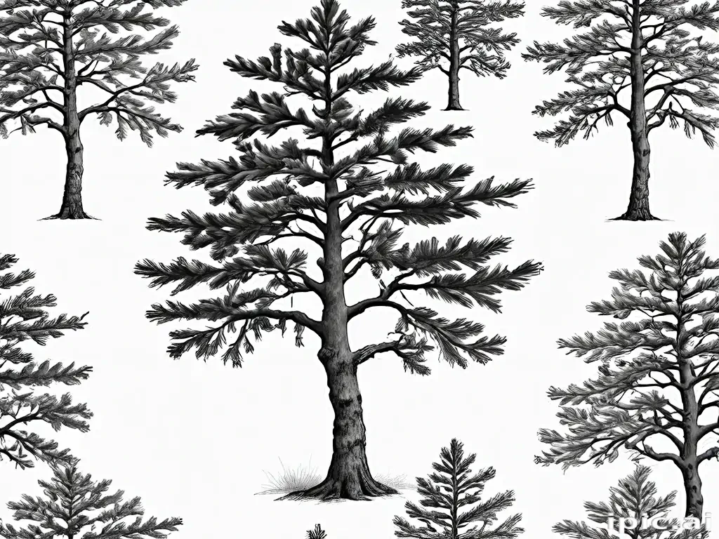 black and white pine tree clipart