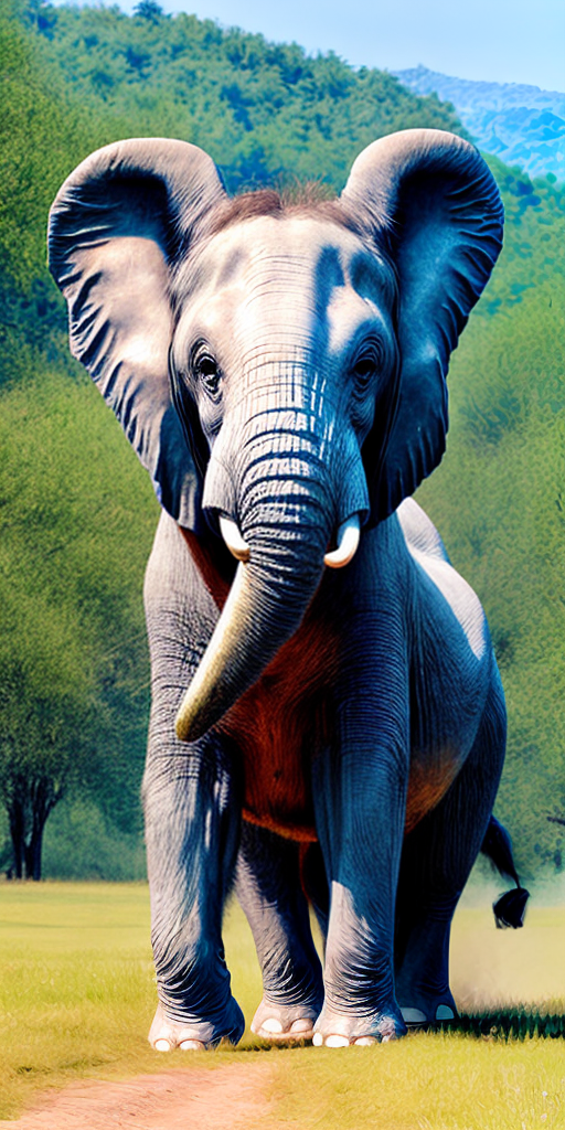 Un elefante suona il basso tuba