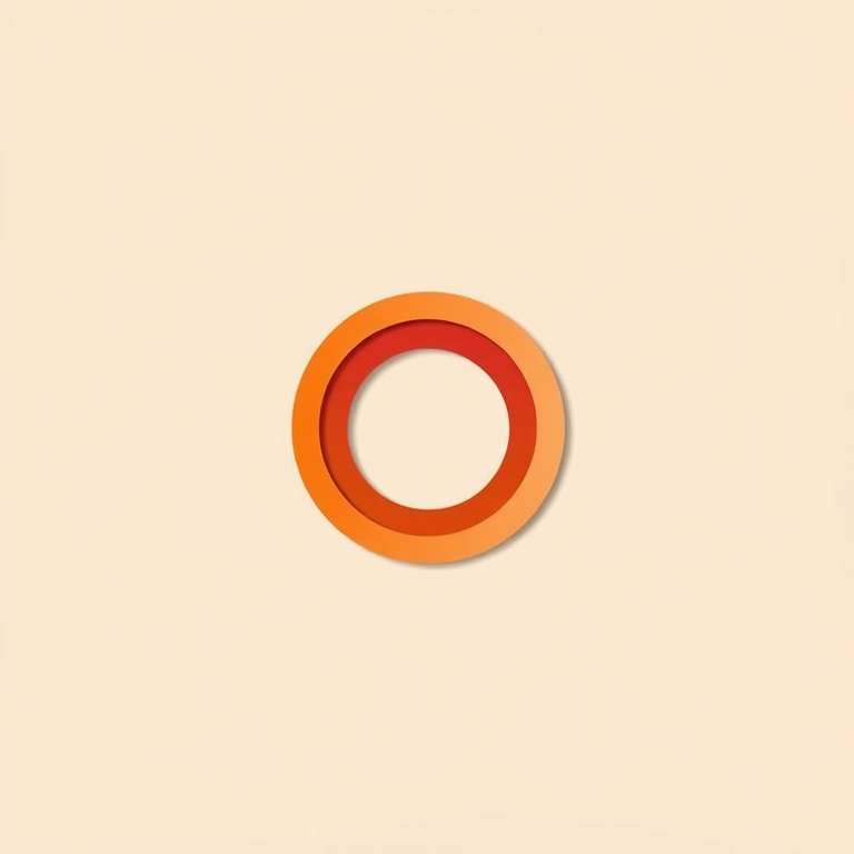 Generate a minimalistic circular rainbow design on a light beige background, using vibrant colors like red, orange, green, and pink, with smooth gradients and clean lines, taken with a Canon EOS R5 at f/8, ISO 100, with a 35mm lens, in natural soft lighting for enhanced image quality.