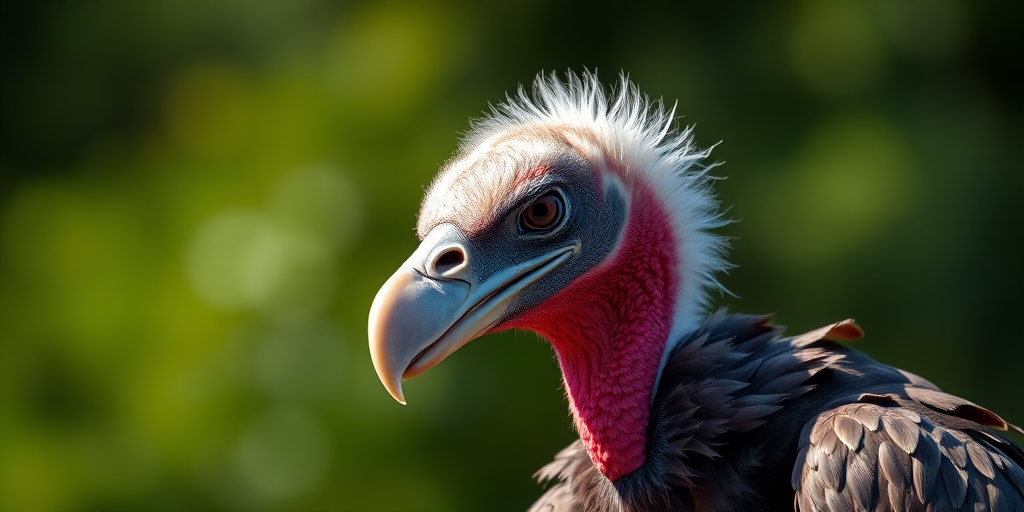 a close-up shot of a vulture with a focus on its head and feathers, natural lighting, aperture f/4, shutter speed 1/500s, ISO 200, taken with a DSLR camera, 85mm lens, shallow depth of field for a soft background blur