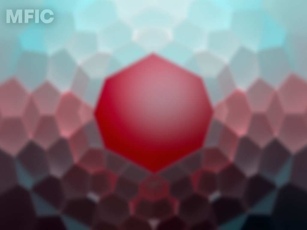 Create a high-resolution abstract image featuring a hexagonal pattern with a gradient from teal to deep red at the center, shot with a DSLR camera using a 50mm lens at f/1.8, ISO 100, with a shallow depth of field and soft focus effect.