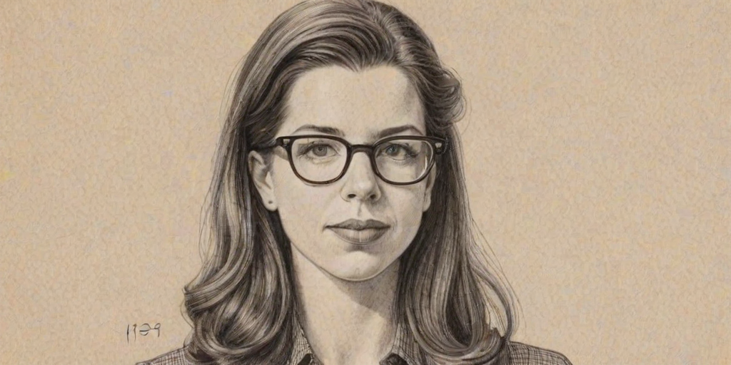 Elegant Heather Matarazzo, pencil sketch, portrait of Appealing woman 1949s in glasses, hair style beatnik, outline, clear lines, fine lines, 8k